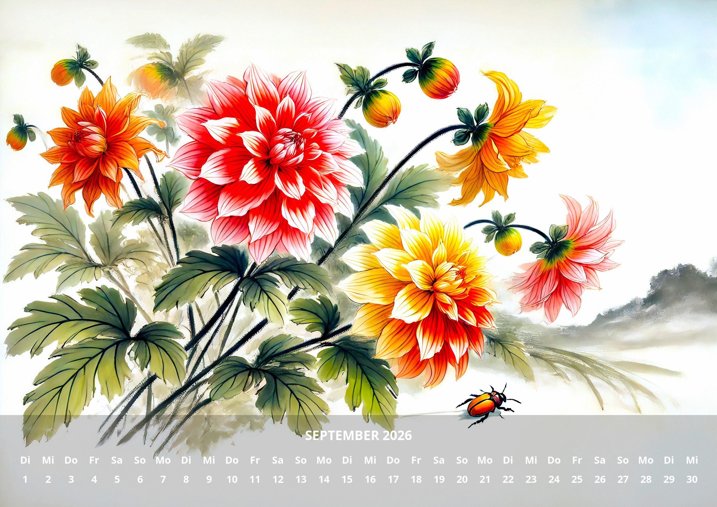 raxxa Premium-Monatskalender China Flowers 2026 - immagine 11