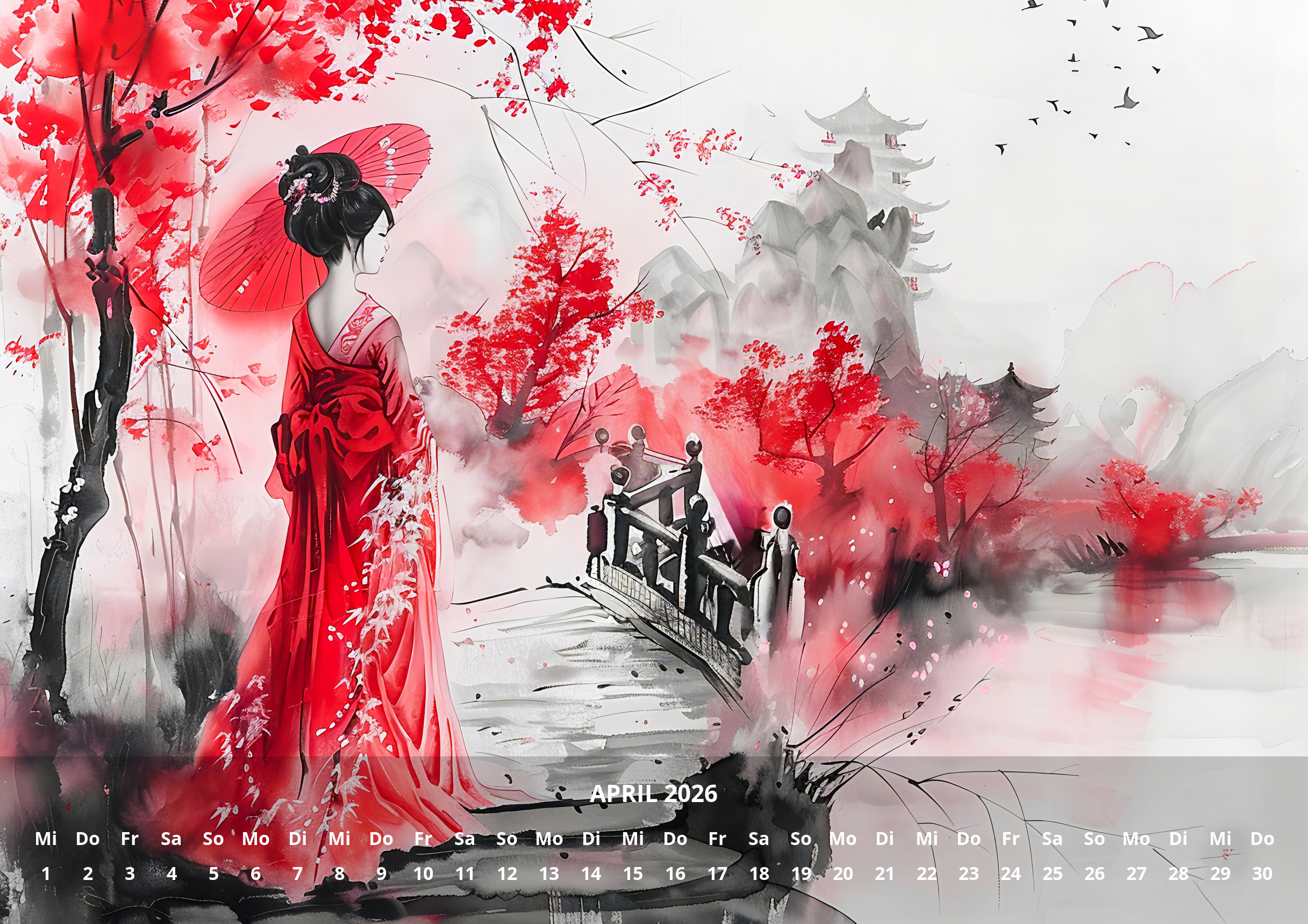 raxxa Premium-Monatskalender Chinese Watercolor 2026 – Image 6