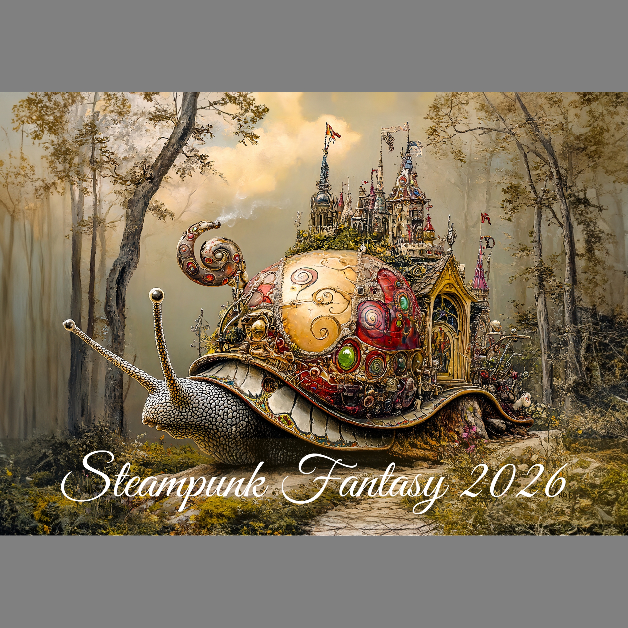 raxxa Premium-Monatskalender Steampunk Fantasy 2026