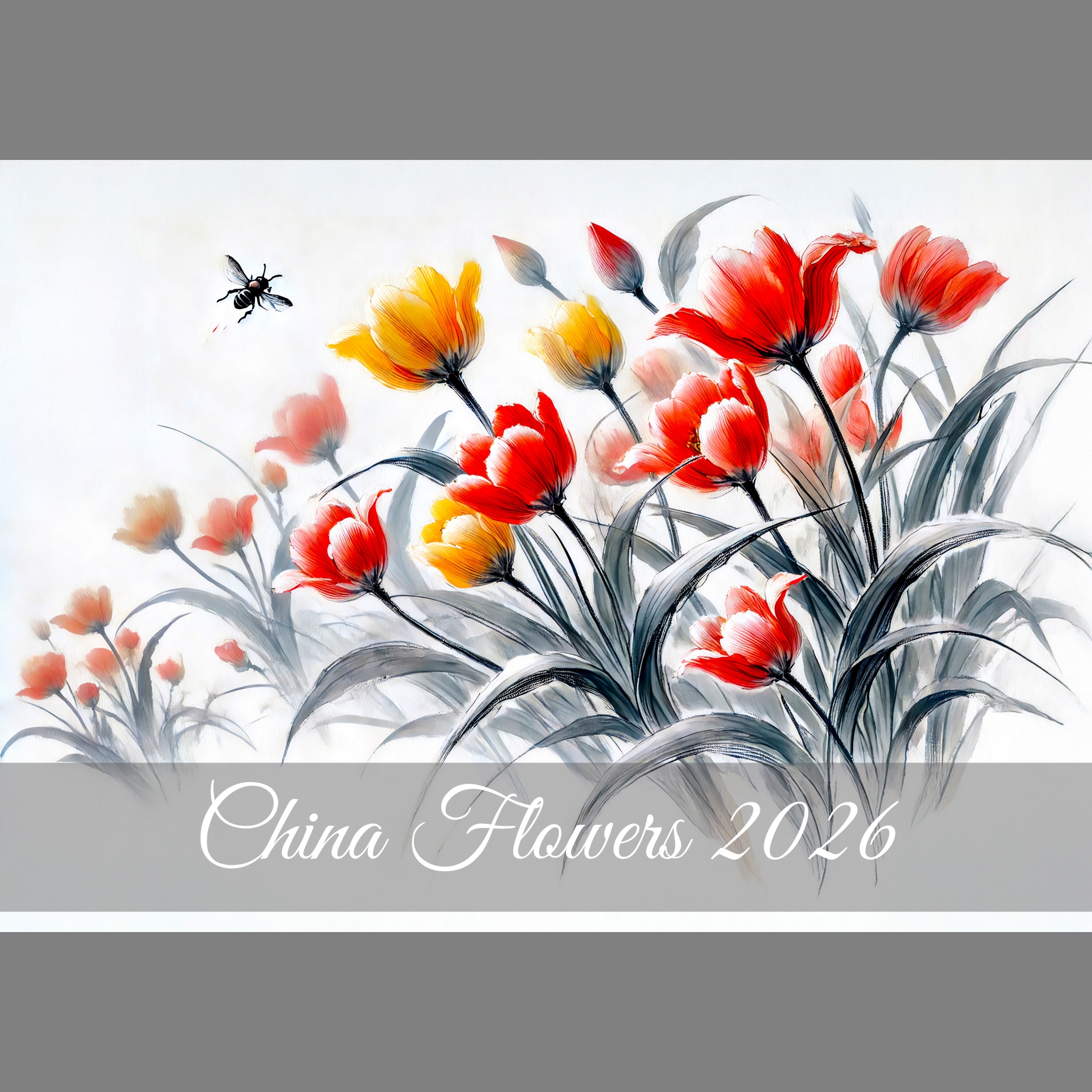 raxxa Premium-Monatskalender China Flowers 2026