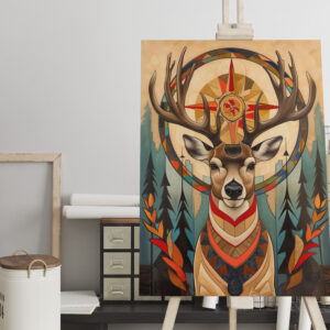 raxxa Canva: Deer Totem – Graceful Art Deco Spirit