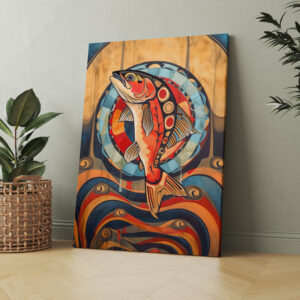 raxxa Canva: Salmon Totem – Journey in Deco Style