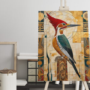 raxxa Canva: Woodpecker Totem – Art Deco Rhythm