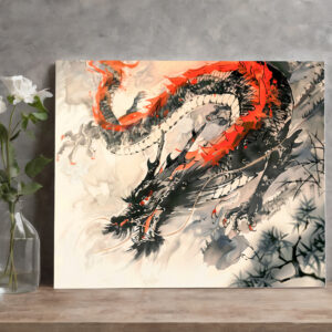 raxxa Canva: Chinese Watercolor Red Dragon Power