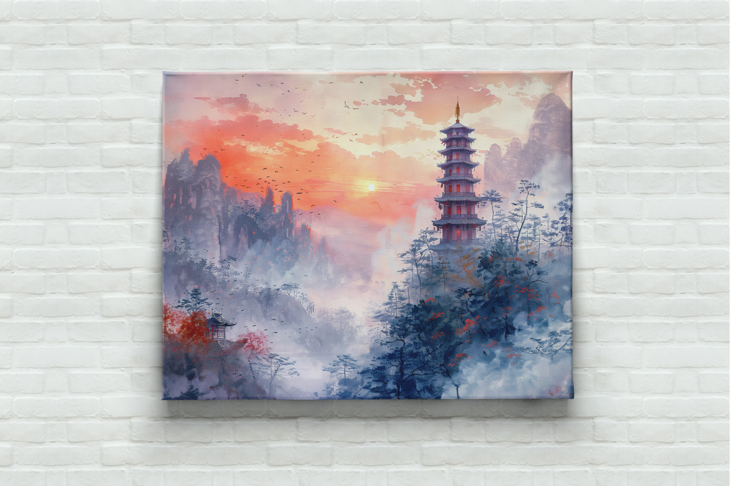 raxxa Canva: Chinese Watercolor Temple at Evening Glow – Bild 3