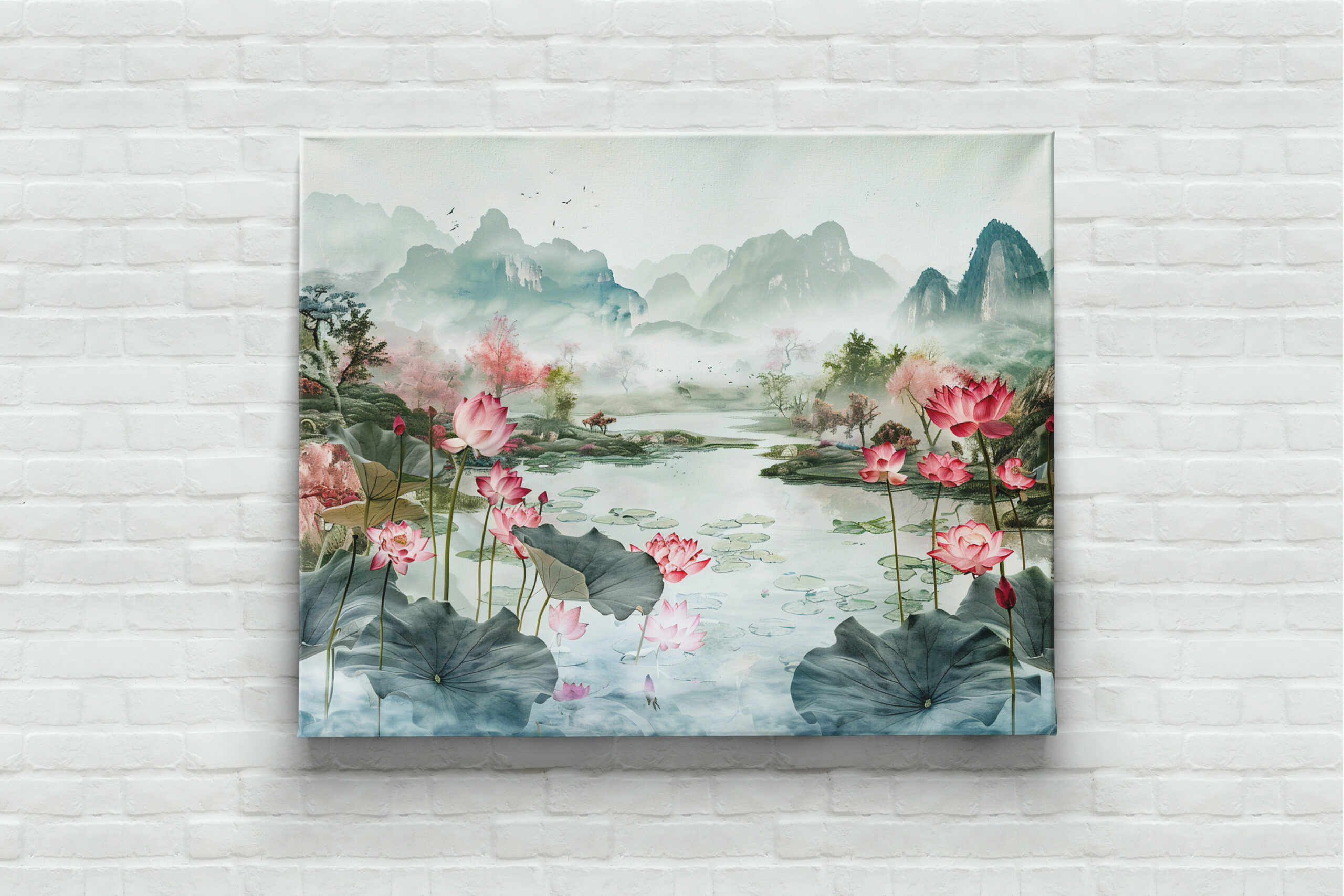 raxxa Canva: Chinese Watercolor Lotus and Serene Mountains – Bild 2
