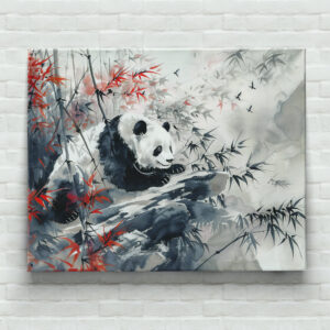 raxxa Canva: Chinese Watercolor Panda and Bamboo