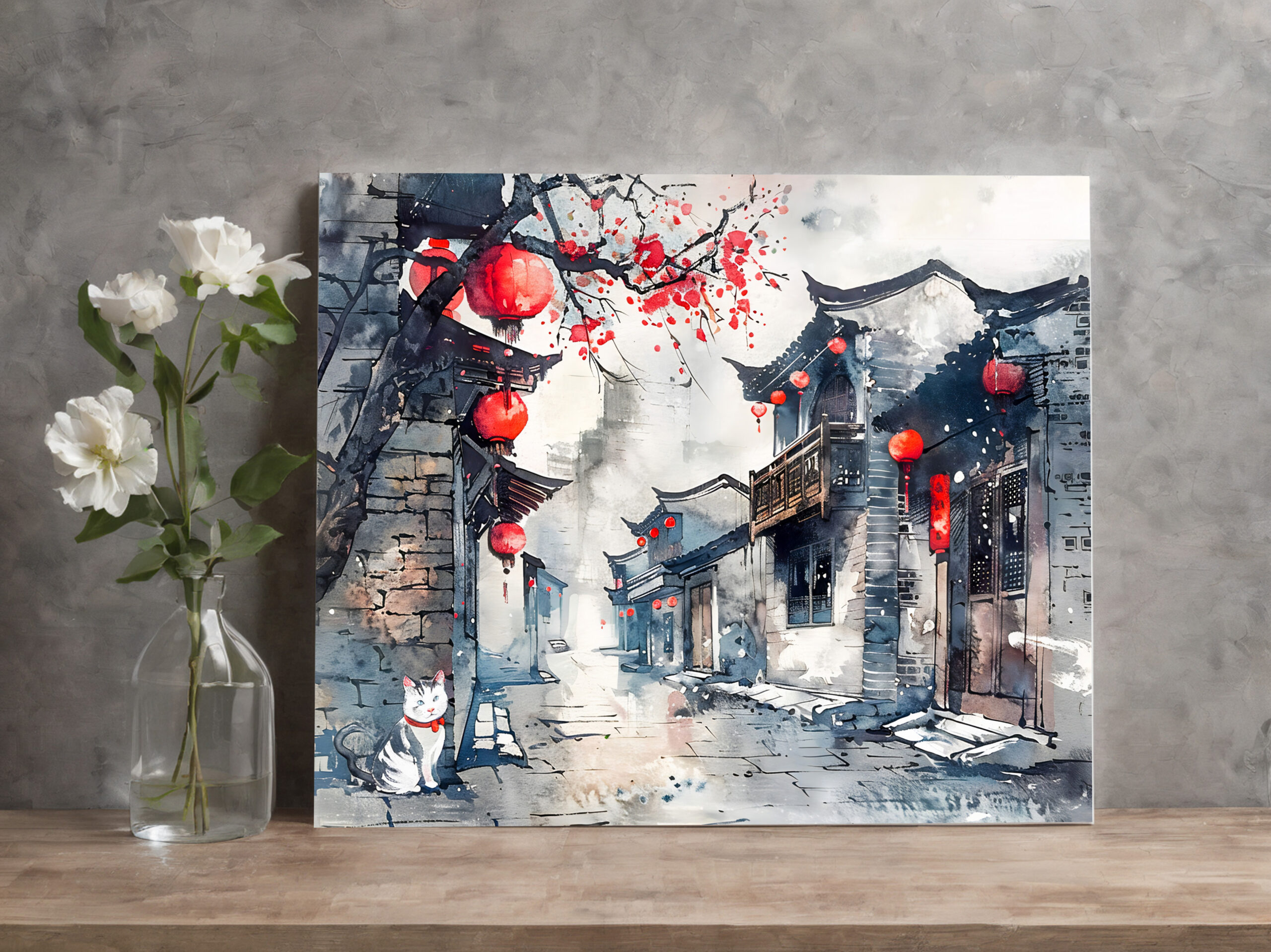 raxxa Canva: Chinese Watercolor Lantern-Lit Old Town – Bild 2