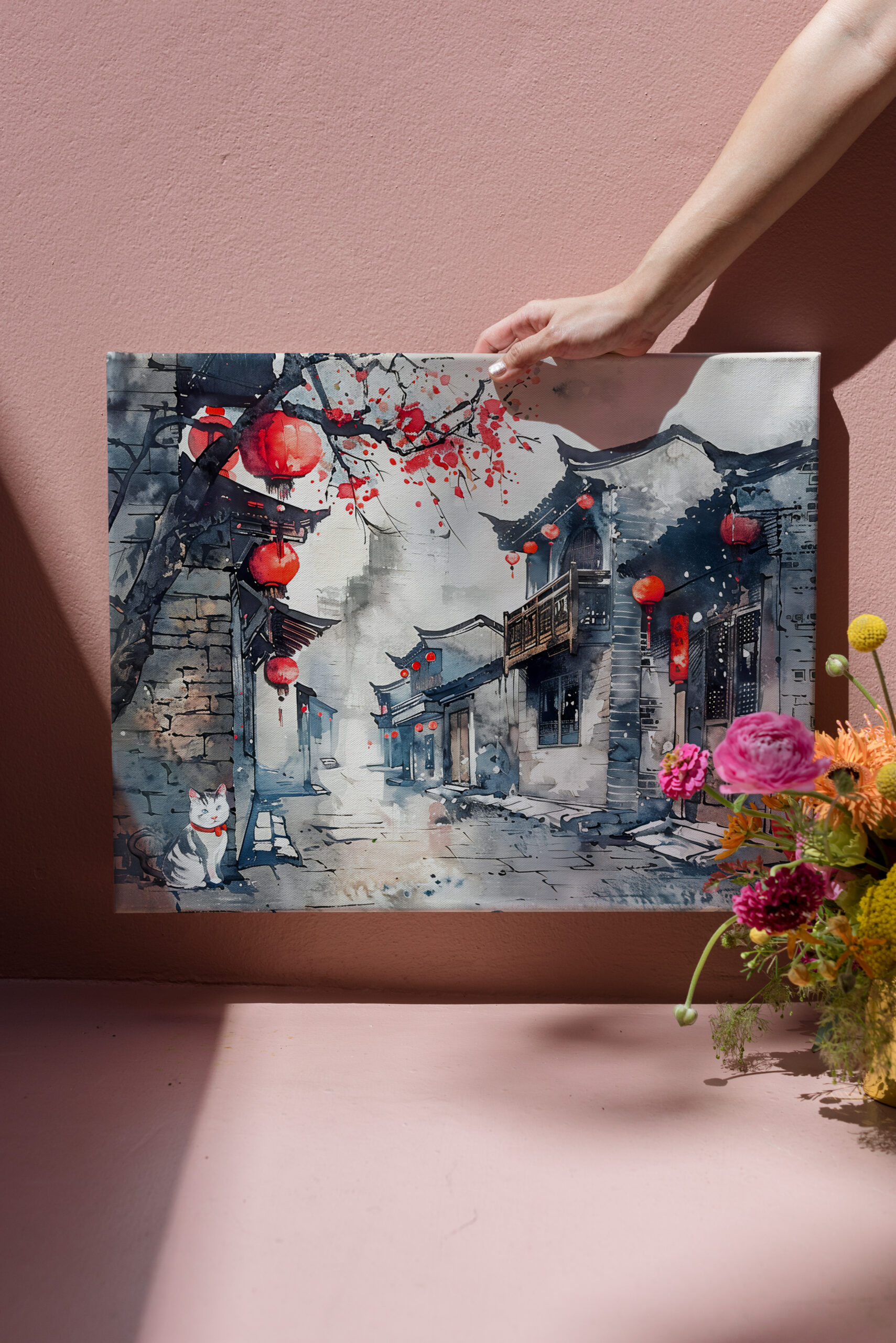 raxxa Canva: Chinese Watercolor Lantern-Lit Old Town – Bild 3