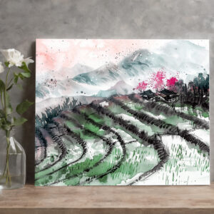 raxxa Canva: Chinese Watercolor Serene Rice Terraces