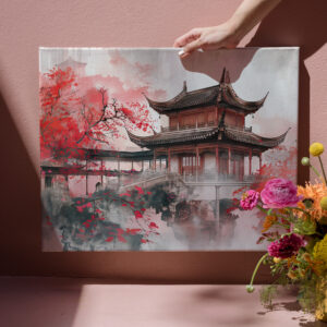 raxxa Canva: Chinese Watercolor Red Maple by Temple