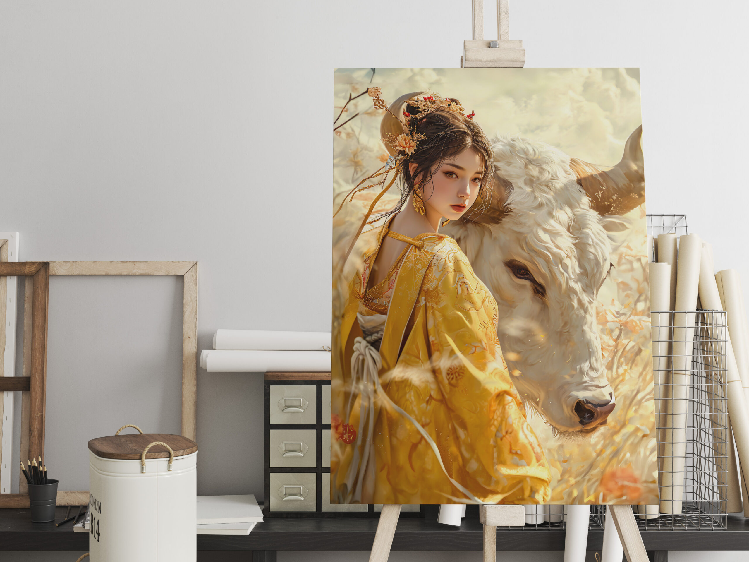 raxxa Canva: Girl with Ox Chinese Zodiac Art - Image 2
