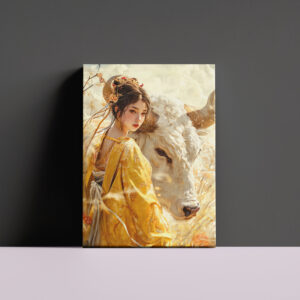 raxxa Canva: Girl with Ox Chinese Zodiac Art