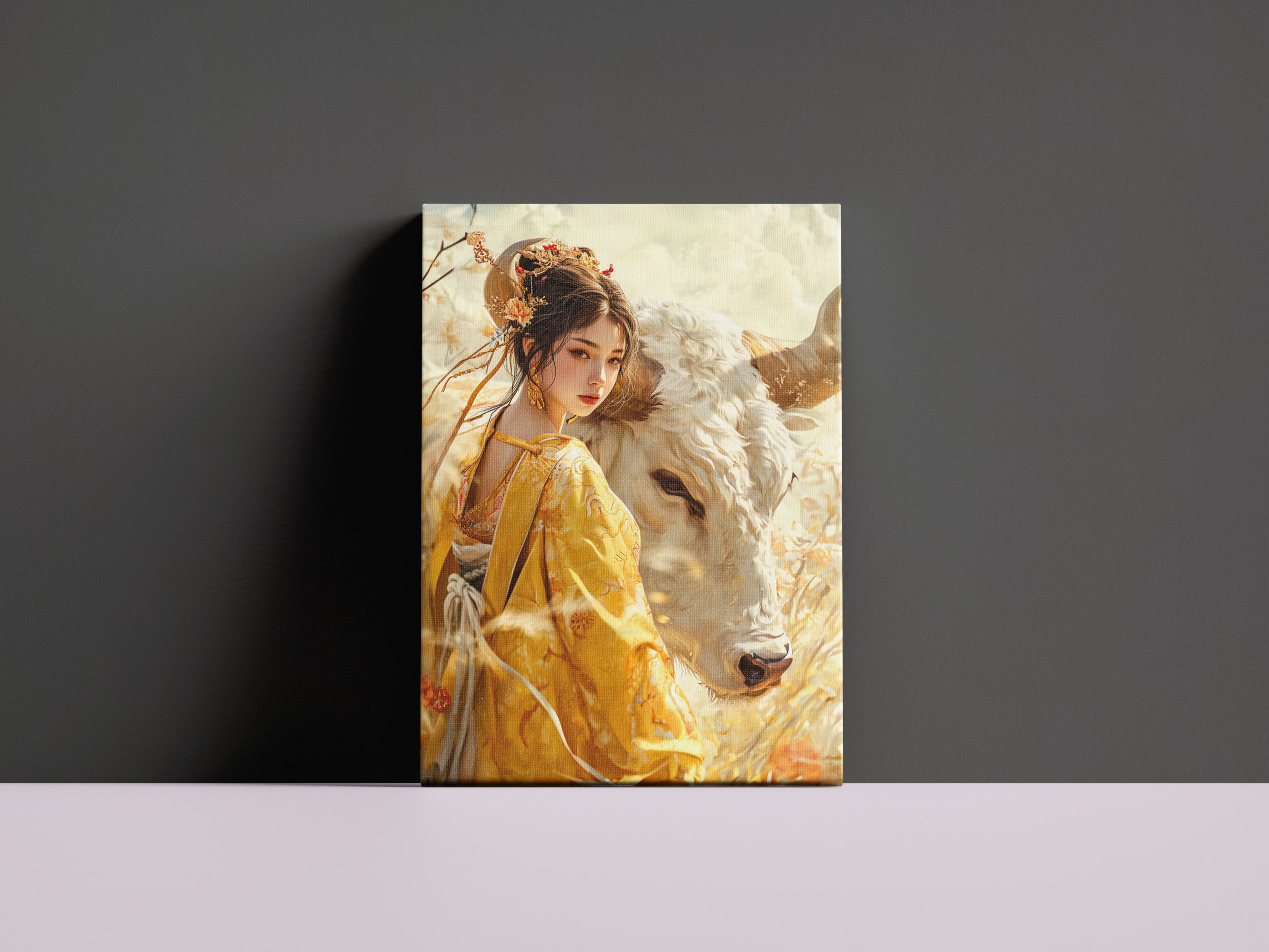 raxxa Canva: Girl with Ox Chinese Zodiac Art