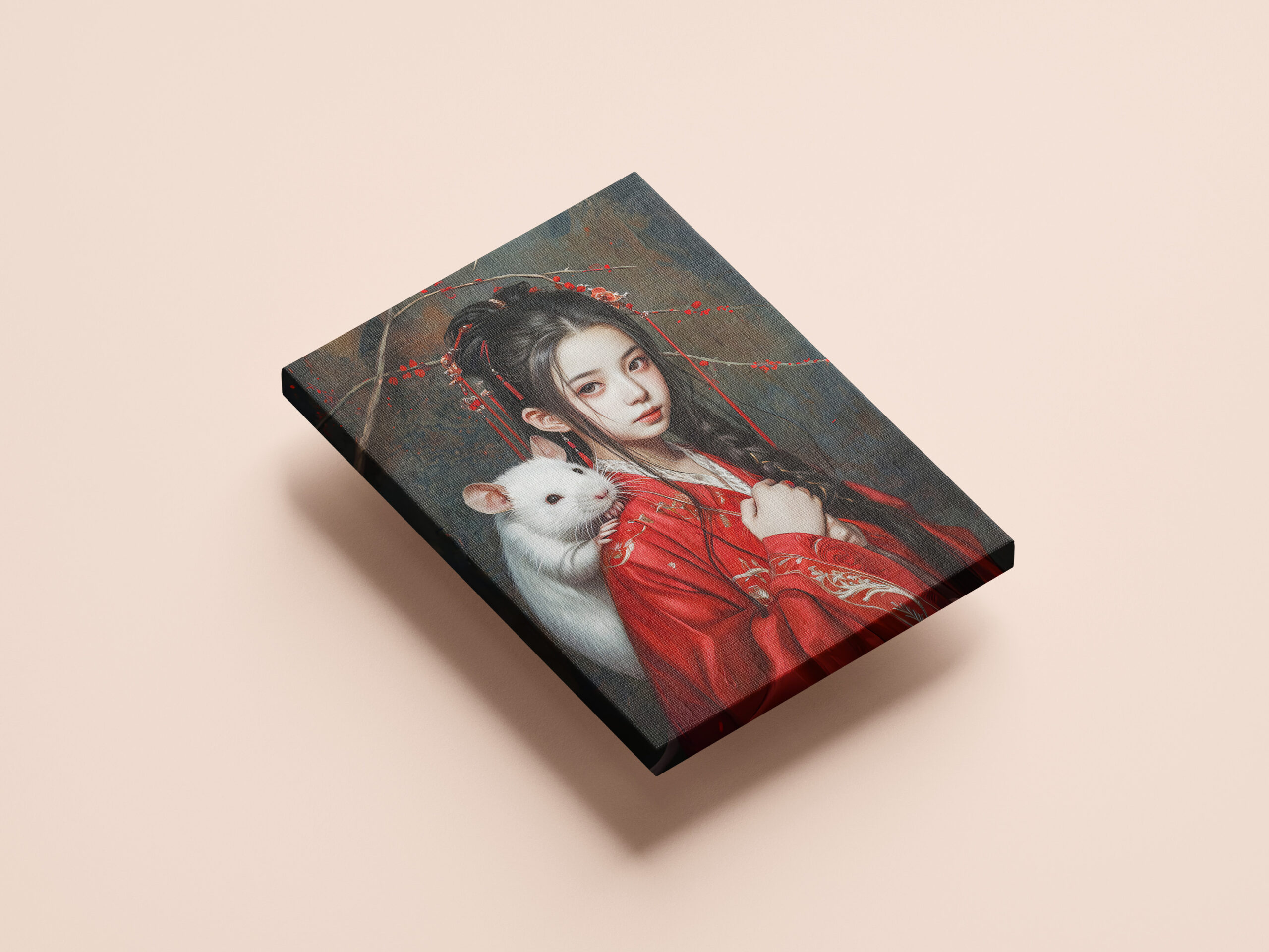 raxxa Canva: Girl with Rat Chinese Zodiac Art - Image 2