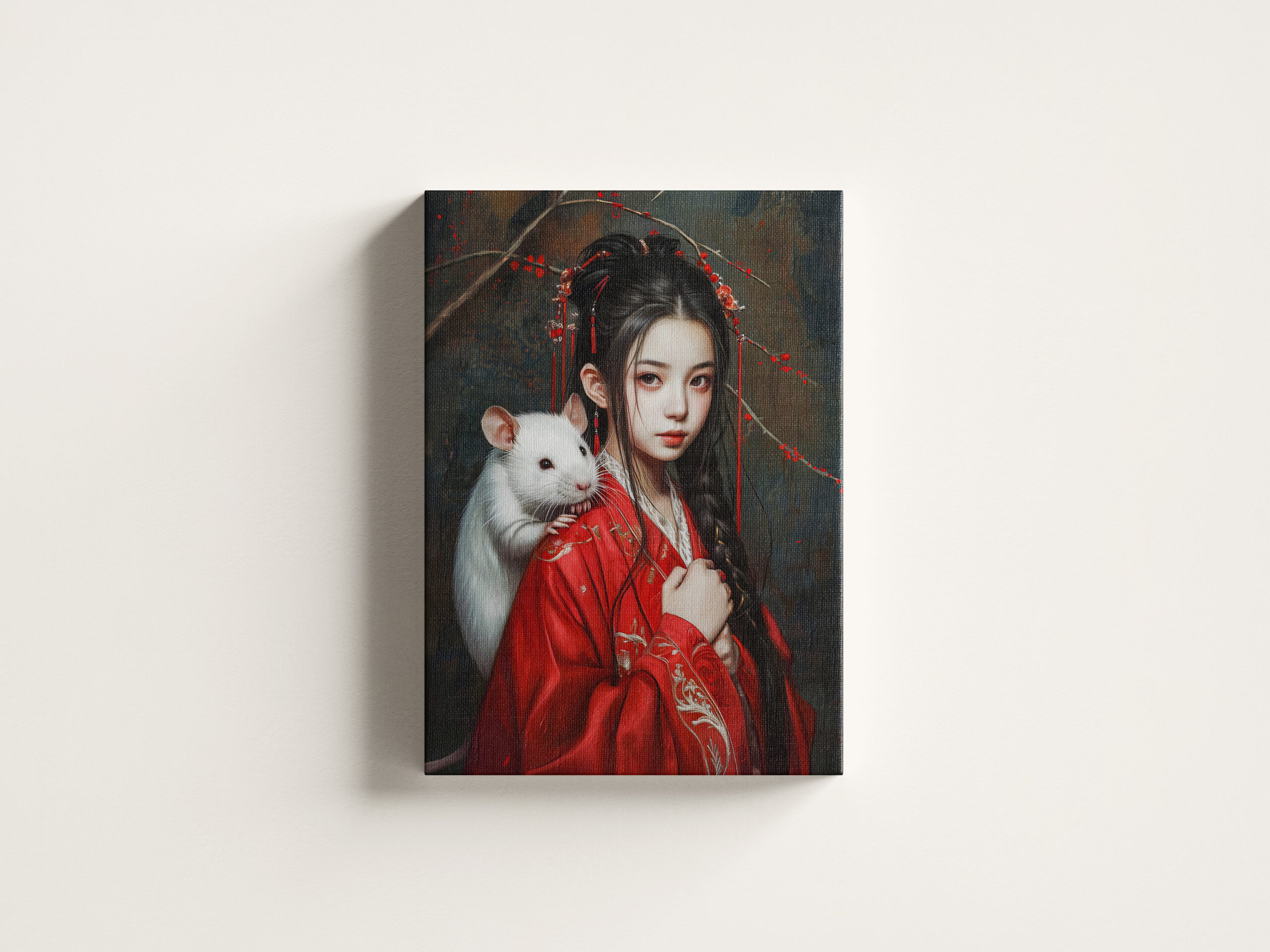 raxxa Canva: Girl with Rat Chinese Zodiac Art - Image 3