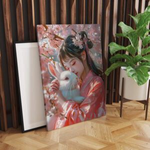 raxxa Canva: Girl with Rabbit Chinese Zodiac Art