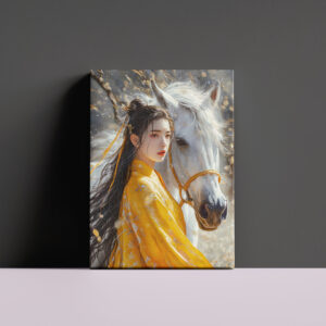 raxxa Canva: Girl with Horse Chinese Zodiac Art