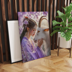 raxxa Canva: Girl with Goat Chinese Zodiac Art