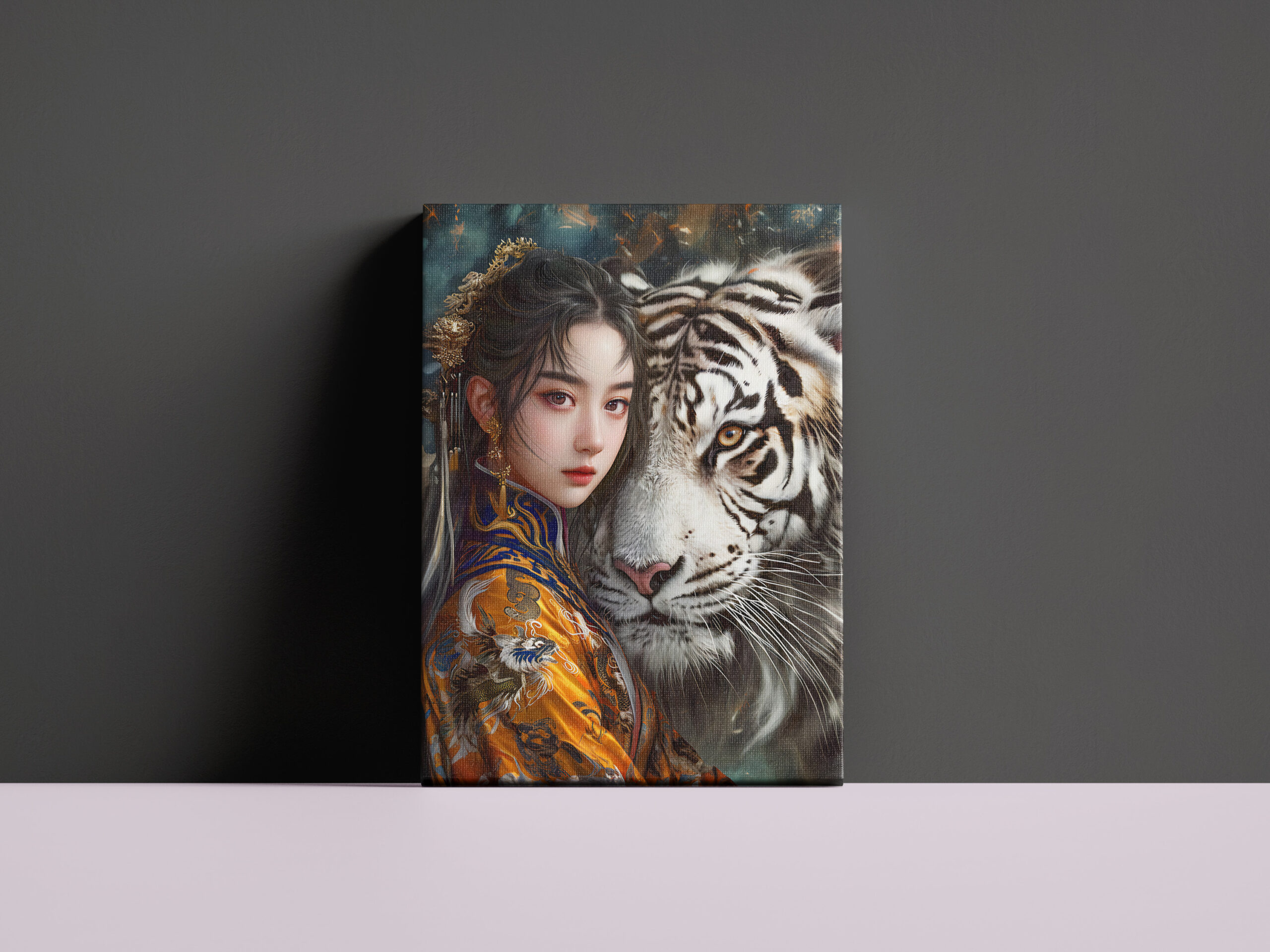 raxxa Canva: Girl with Tiger Chinese Zodiac Art – Bild 3