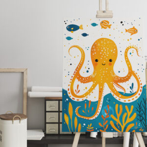 raxxa Canva: Cartoon of  Playful Octopus with Colorful Fish
