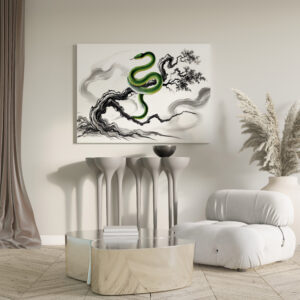 raxxa Canva: Ink painting Sinuous Snake Coiled on Tree