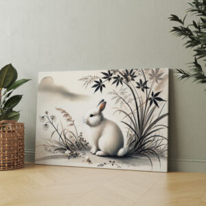 raxxa Canva: China zodiac ink of Serene Hare Resting Under Bush