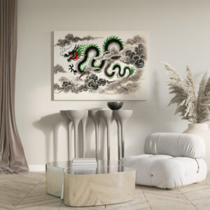 raxxa Canva: China ink of Majestic Dragon Soaring in Clouds