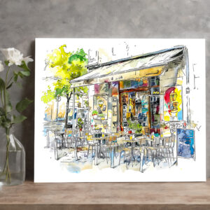 raxxa Canva: Watercolor Berlin Prenzlauer Berg Street Cafe