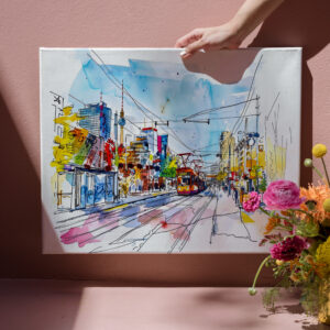 raxxa Canva: Watercolor Berlin Mitte Tram Colorful Facades