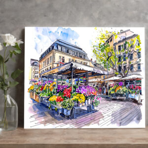 raxxa Canva: Watercolor Berlin Market Summer Flowers