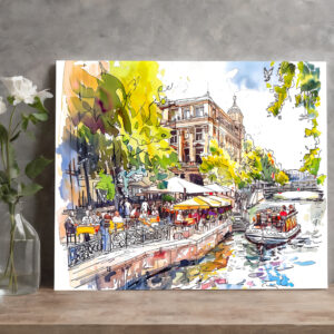 raxxa Canva: Watercolor Berlin Mitte Spree River Cafe