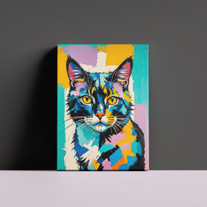 raxxa Canva: Colorful Cubist Feline Art Cat
