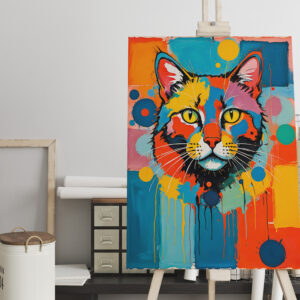 raxxa Canva: Abstract Cubist Cat Art Illustration