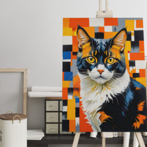 raxxa Canva: Vivid Geometric Cat Painting Illustration