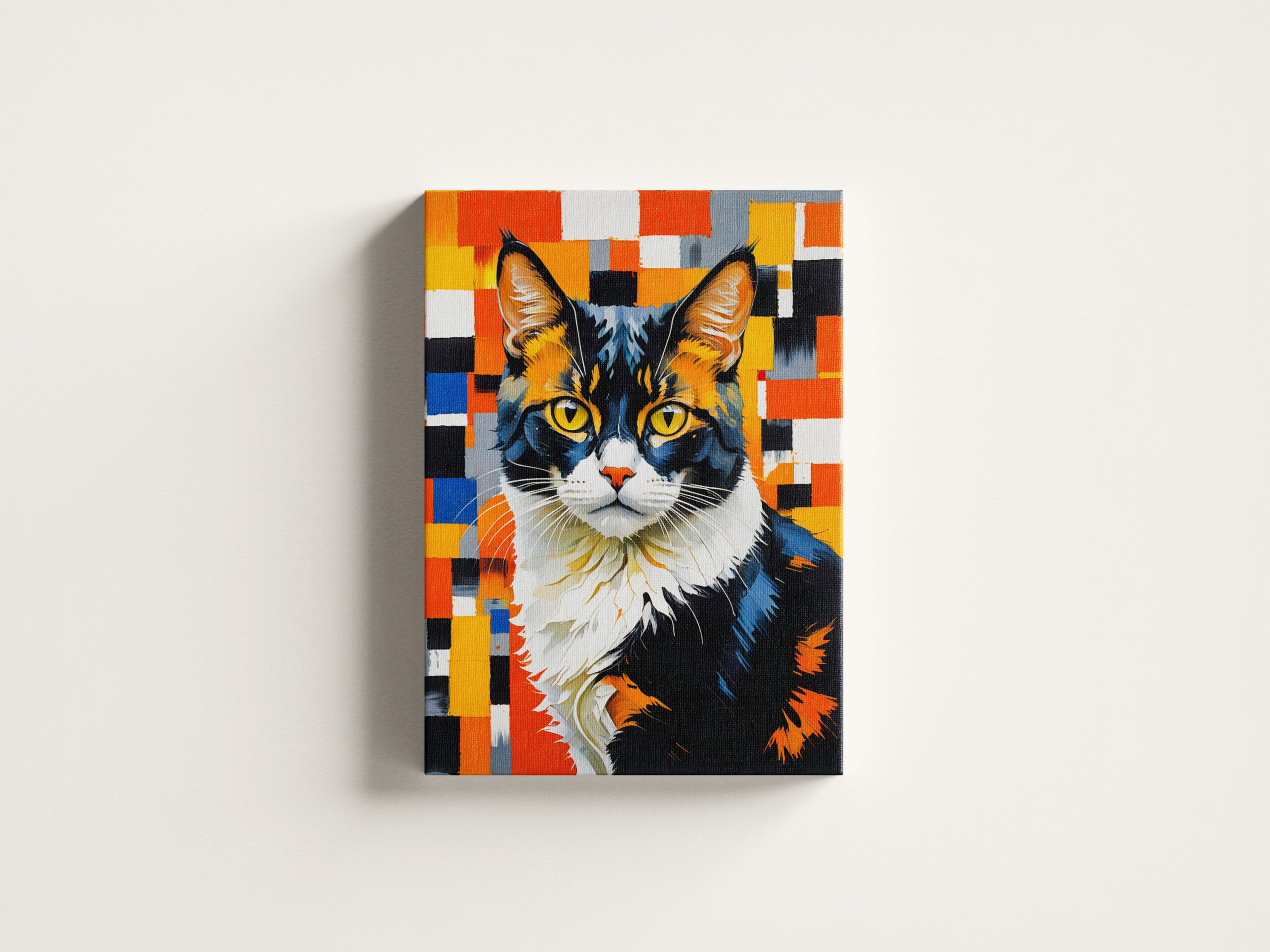 raxxa Canva: Vivid Geometric Cat Painting Illustration – Bild 3