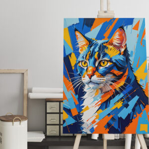 raxxa Canva: Vivid Cubist Cat Painting illustration