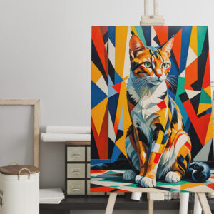 raxxa Canva: Bright Cubist Cat Art Design