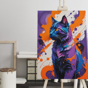 raxxa Canva: Vibrant Cubist Cat Portrait illustration
