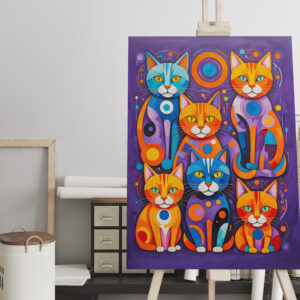 raxxa Canva: Colorful Cubist Cats Artwork