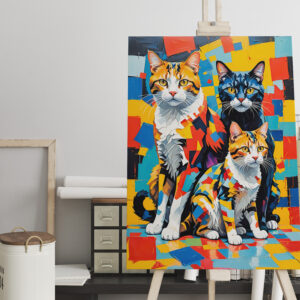 raxxa Canva: Colorful Geometric Feline Portraits