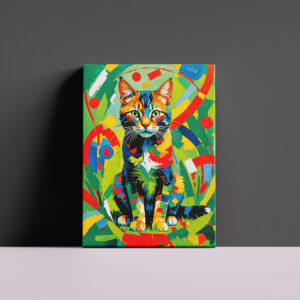 raxxa Canva: Geometric Feline Portrait in rich colours