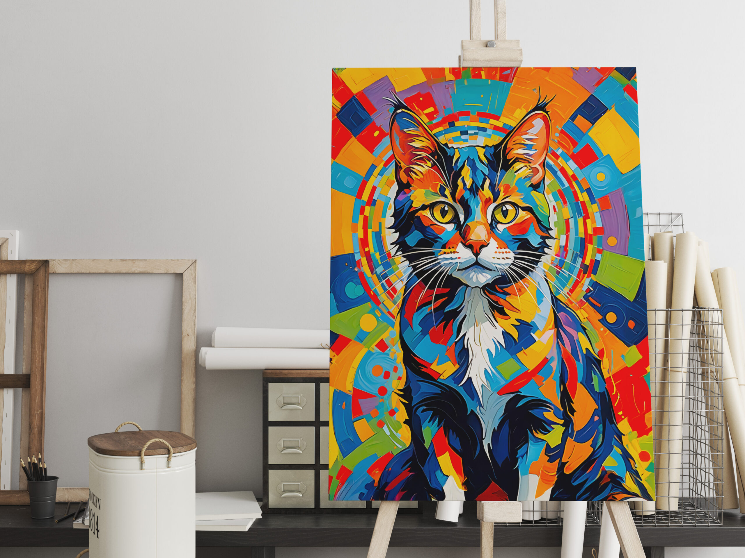 raxxa Canva: Bold Abstract Cat Art Painting