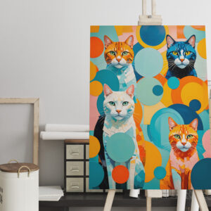 raxxa Canva: Abstract Geometric Cats Painting
