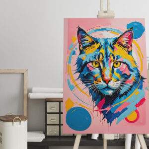 raxxa Canva: Bold Geometric Feline Art Cat