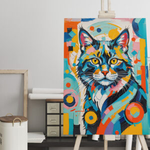 raxxa Canva: Abstract Feline Geometric Art Cat