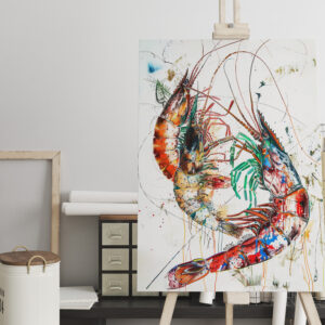 raxxa Canva: Abstract Watercolor Illustration of Shrimp