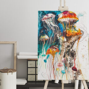 raxxa Canva: Abstract Watercolor Illustration of Jellyfish