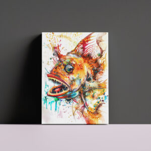 raxxa Canva: Abstract Watercolor Illustration of a Deep-Sea Anglerfish