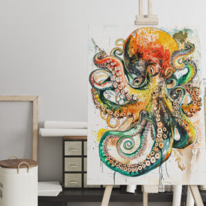 raxxa Canva: Abstract Watercolor Illustration of an Octopus